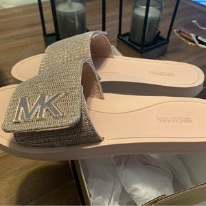 Michael Kors glitter chain mesh slides